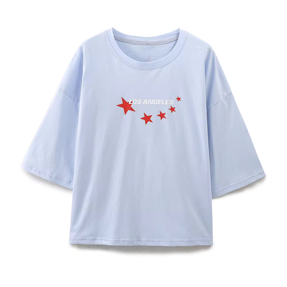 Versatile Casual Simple Printed T-shirt Tops