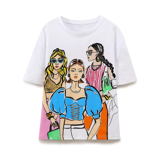 Casual Versatile Girls Printed T-Shirt