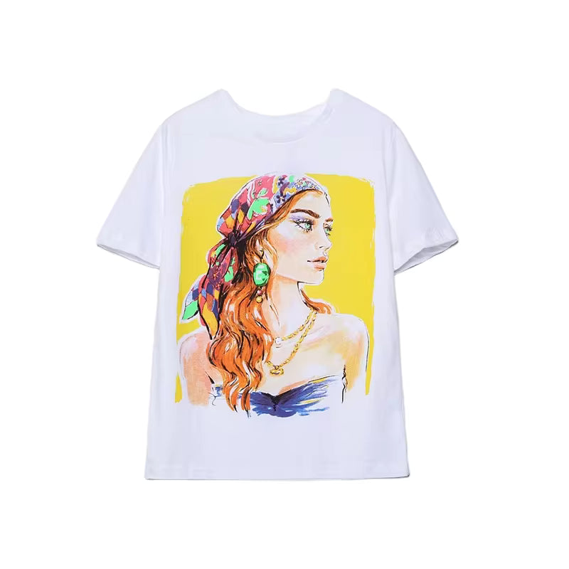 Short Sleeved Printed Pullover T-shirt